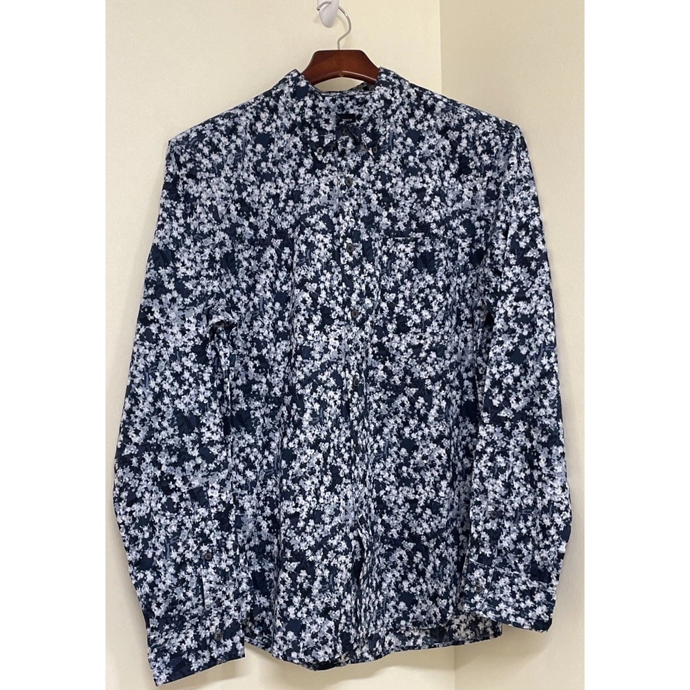 NWT‎ Club Monaco Slim Fit Highline Ditsy Chemise Navy Print 100% Cotton Men's M